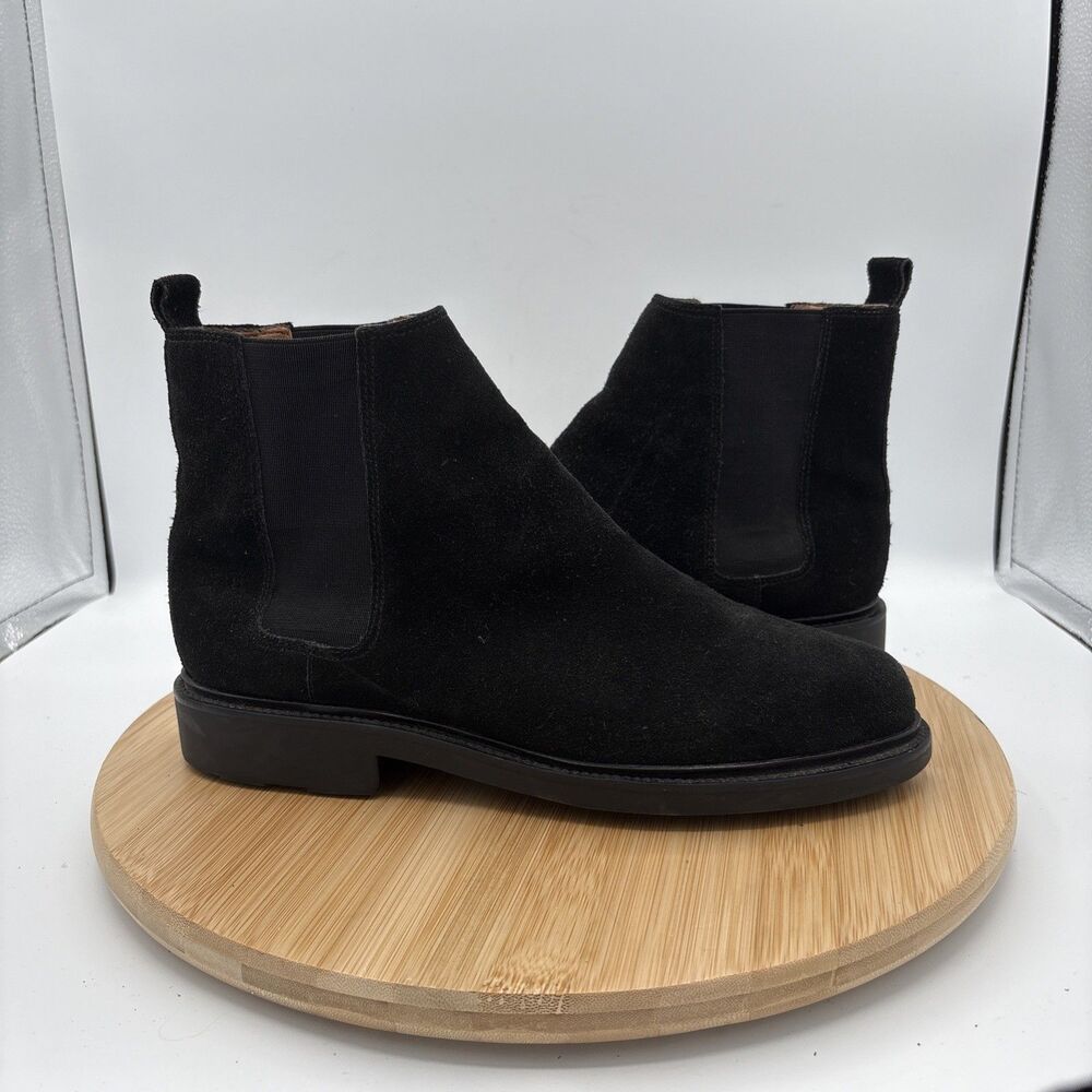 Lauren Ralph Lauren Black Suede Chelsea Boots 9B Ankle Booties Minimalist Clean